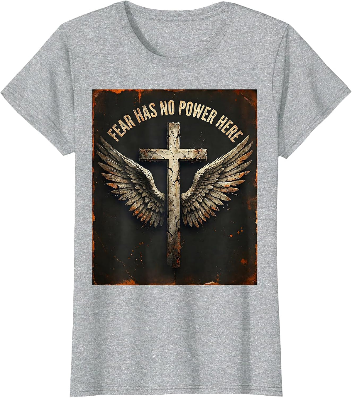 Faith Over Fear Has No Power Here Design T-Shirt - Heather Grey