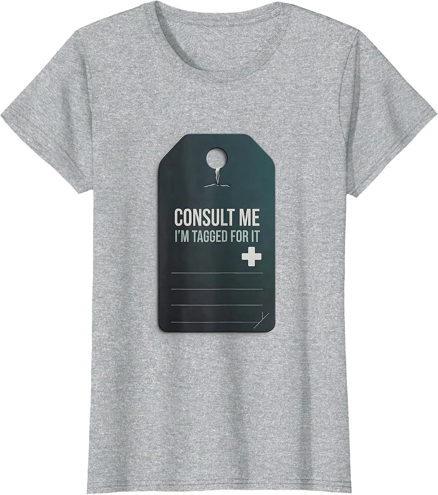 Consult Me I'm Tagged For It Funny Realtor Medicare Agent T-Shirt - Heather Grey