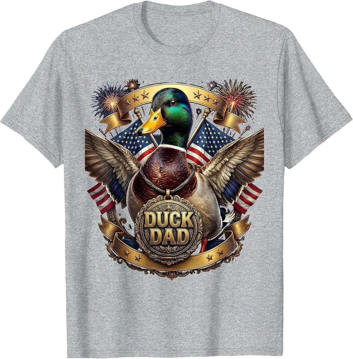 Men's Duck Dad Proud Waterfowl Father Design T-Shirt - Heather Grey
