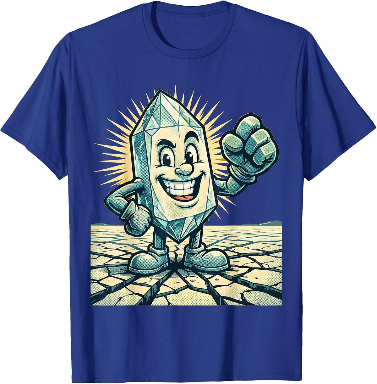 Cracked Salt Lake Bed Desert Earth Graphic T-Shirt - Royal Blue
