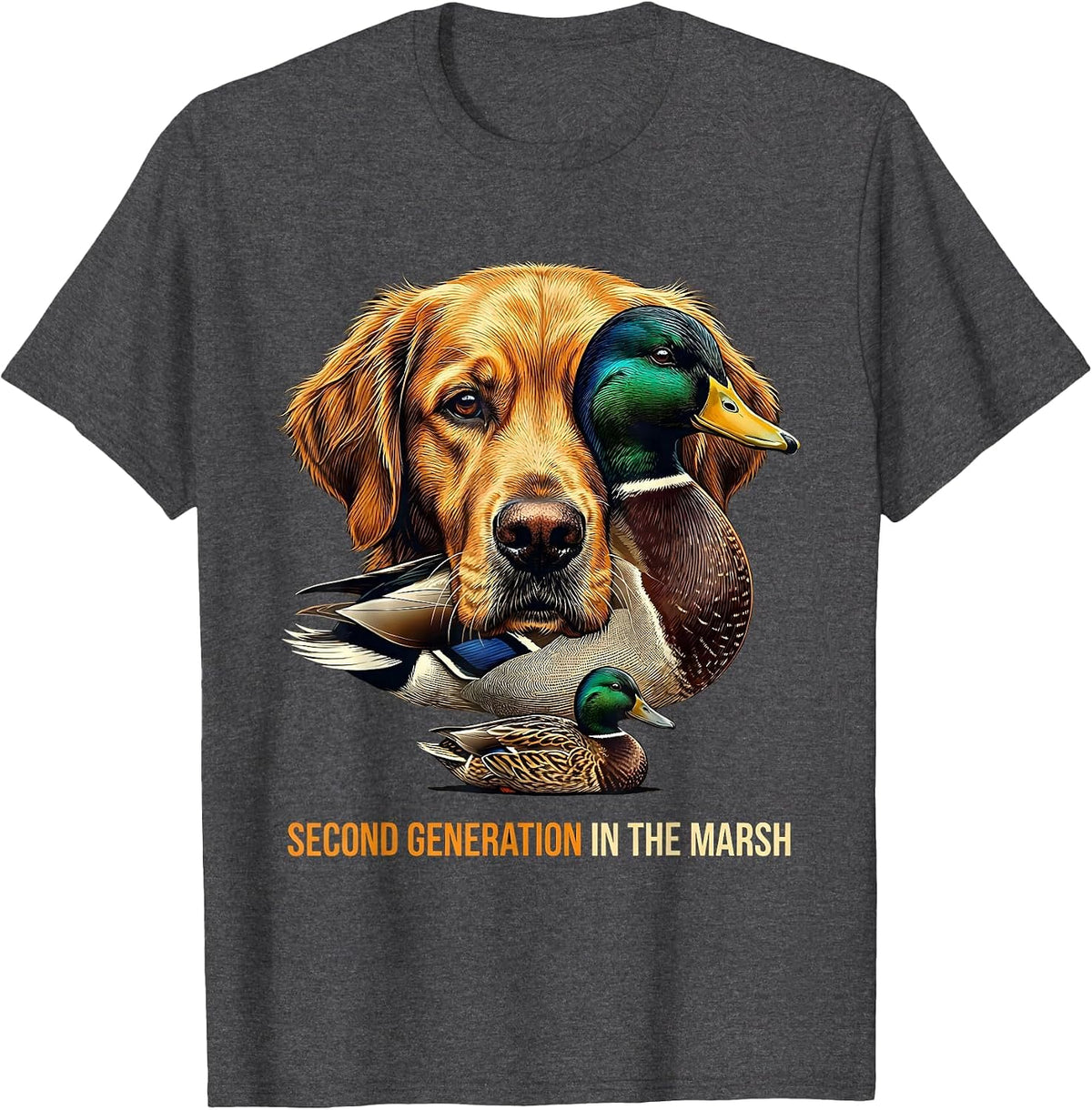 Men's Second Generation In The Marsh Retriever Duck Hunting Local T-Shirt - Dark Heather Grey