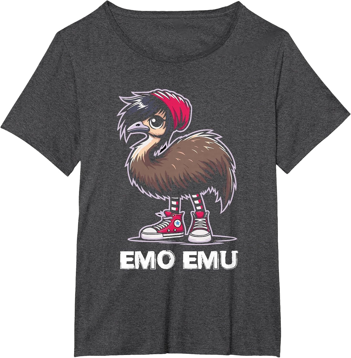 Emo Emu Bird Emocore Punk Goth Gothic T-Shirt - Dark Heather Grey