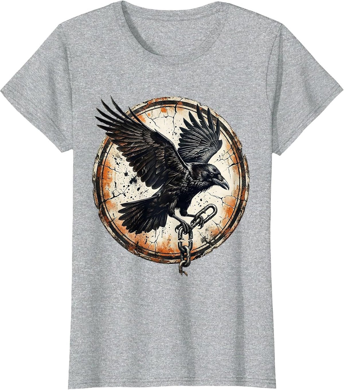 Women's Crow Carrying Broken Chain Link in Flight T-Shirt - Heather Grey
