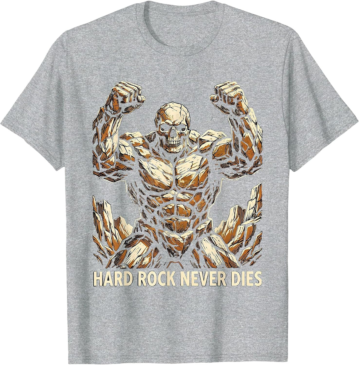 Men's Hard Rock Never Dies Bold Rock Music Design T-Shirt - Heather Grey