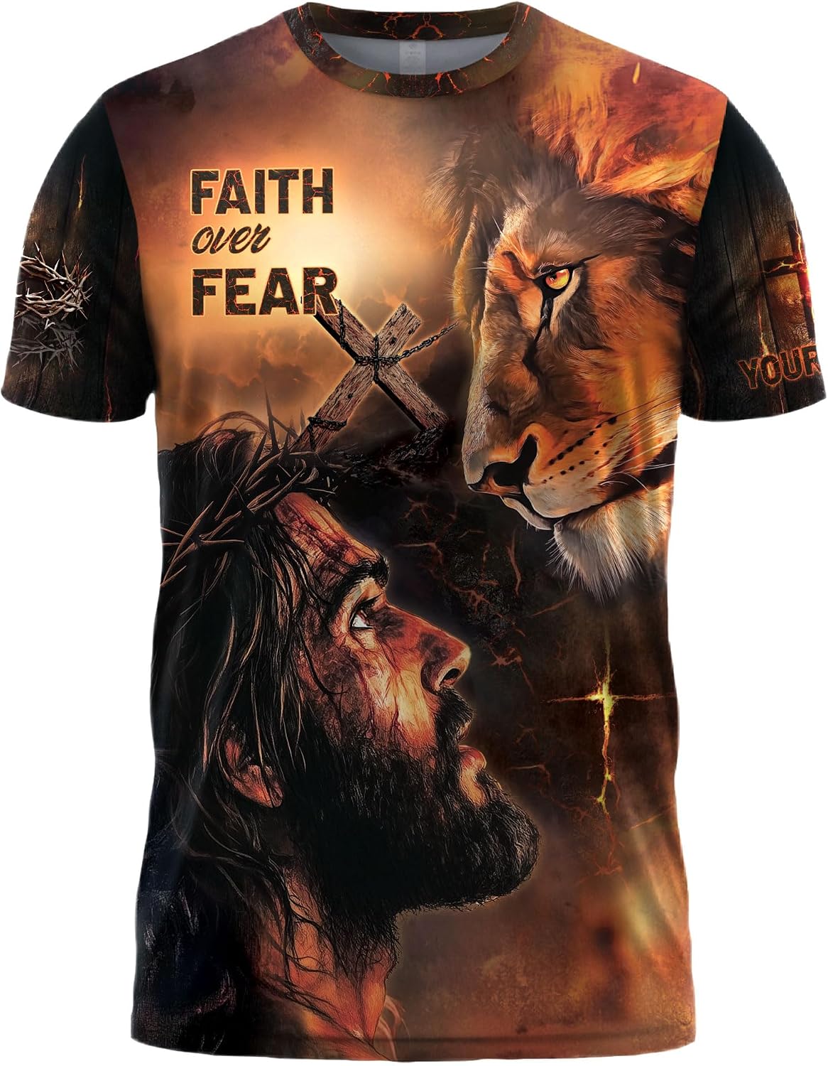 Custom Faith Over Fear Shirt, Christian Shirts for Men, Cross Shirt, Faith Shirts for Men, Jesus Tshirt - Ds 2