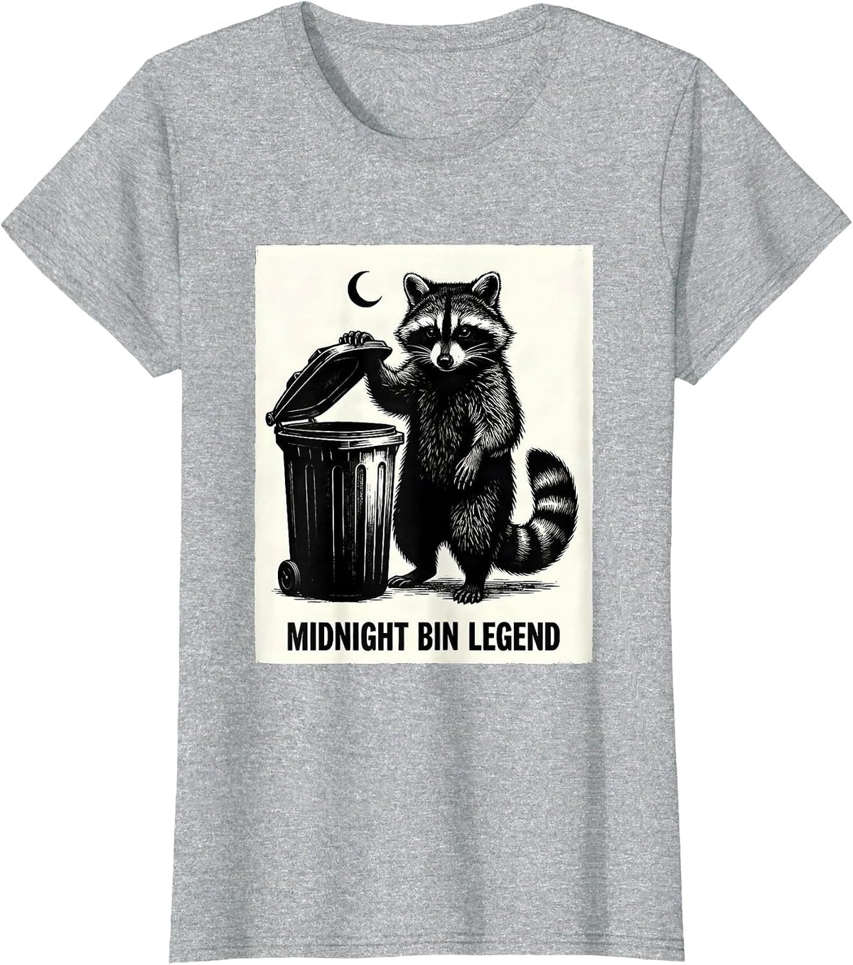 Midnight Bin Legend Funny Jimothy Raccoon Trash Panda Meme T-Shirt - Heather Grey