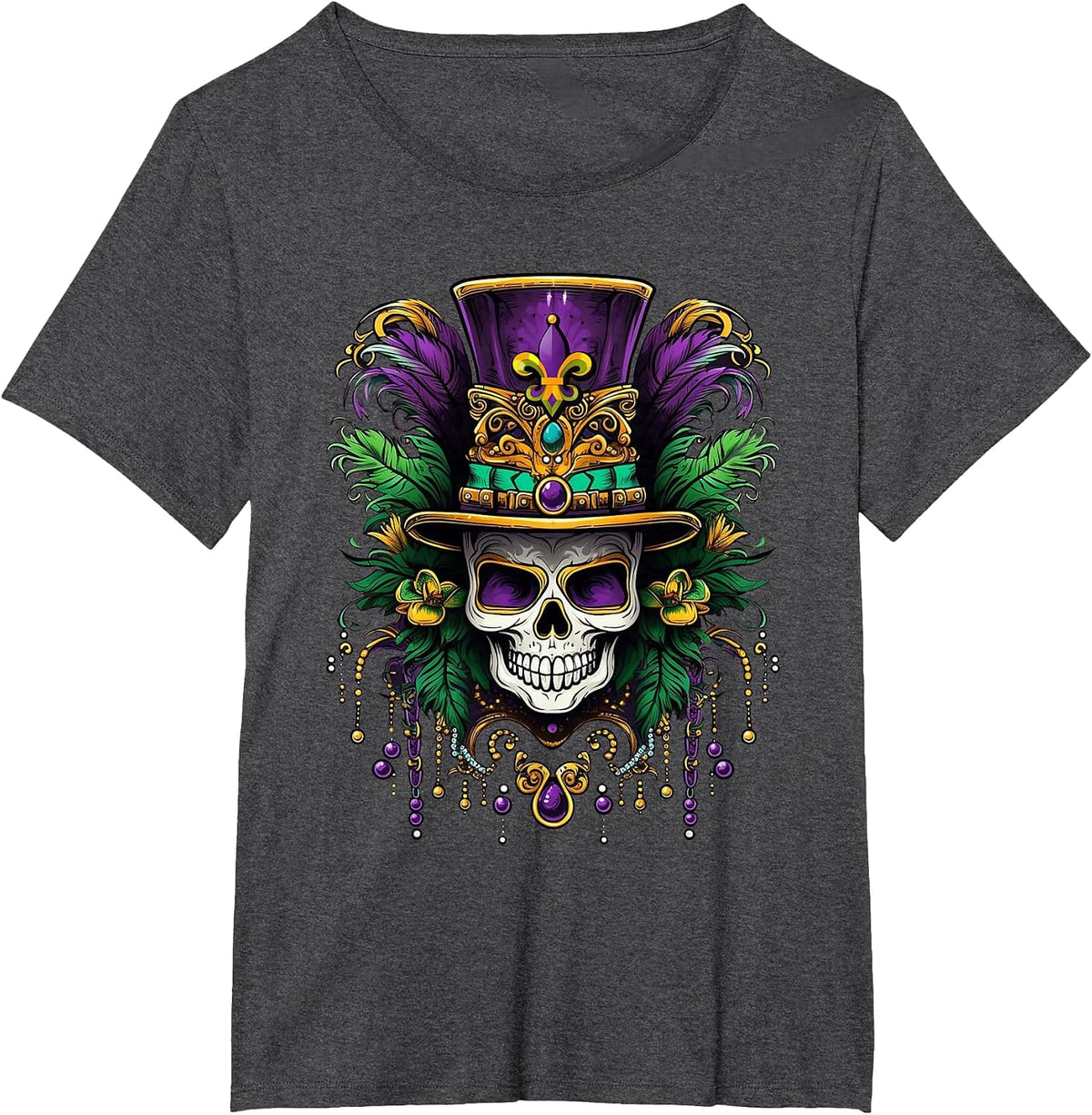Mardi Gras Costume Sugar Skull Carnival New Orleans Trip T-Shirt - Dark Heather Grey