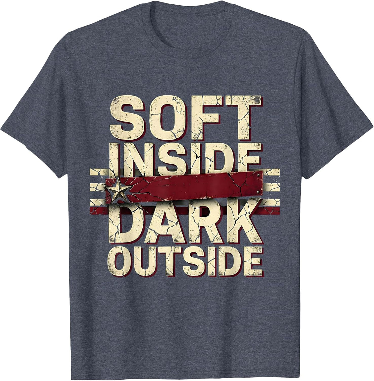 Soft Inside Dark Outside Goth Aesthetic Design T-Shirt - Heather Blue