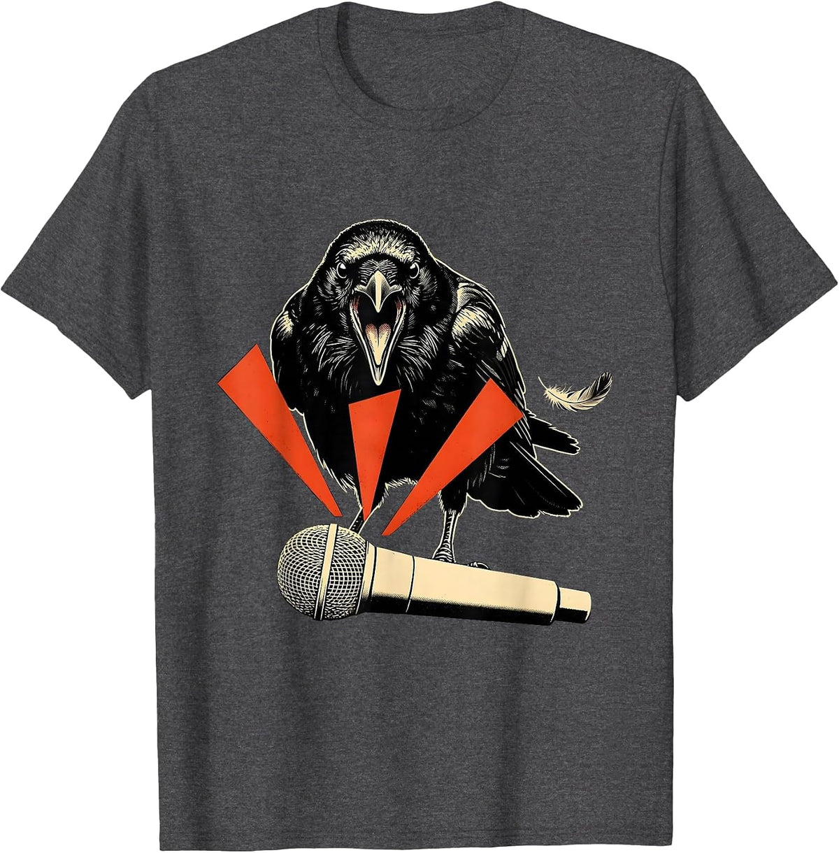 Men's Crow Over Mic F-Caw-F Dark Humor T-Shirt - Dark Heather Grey