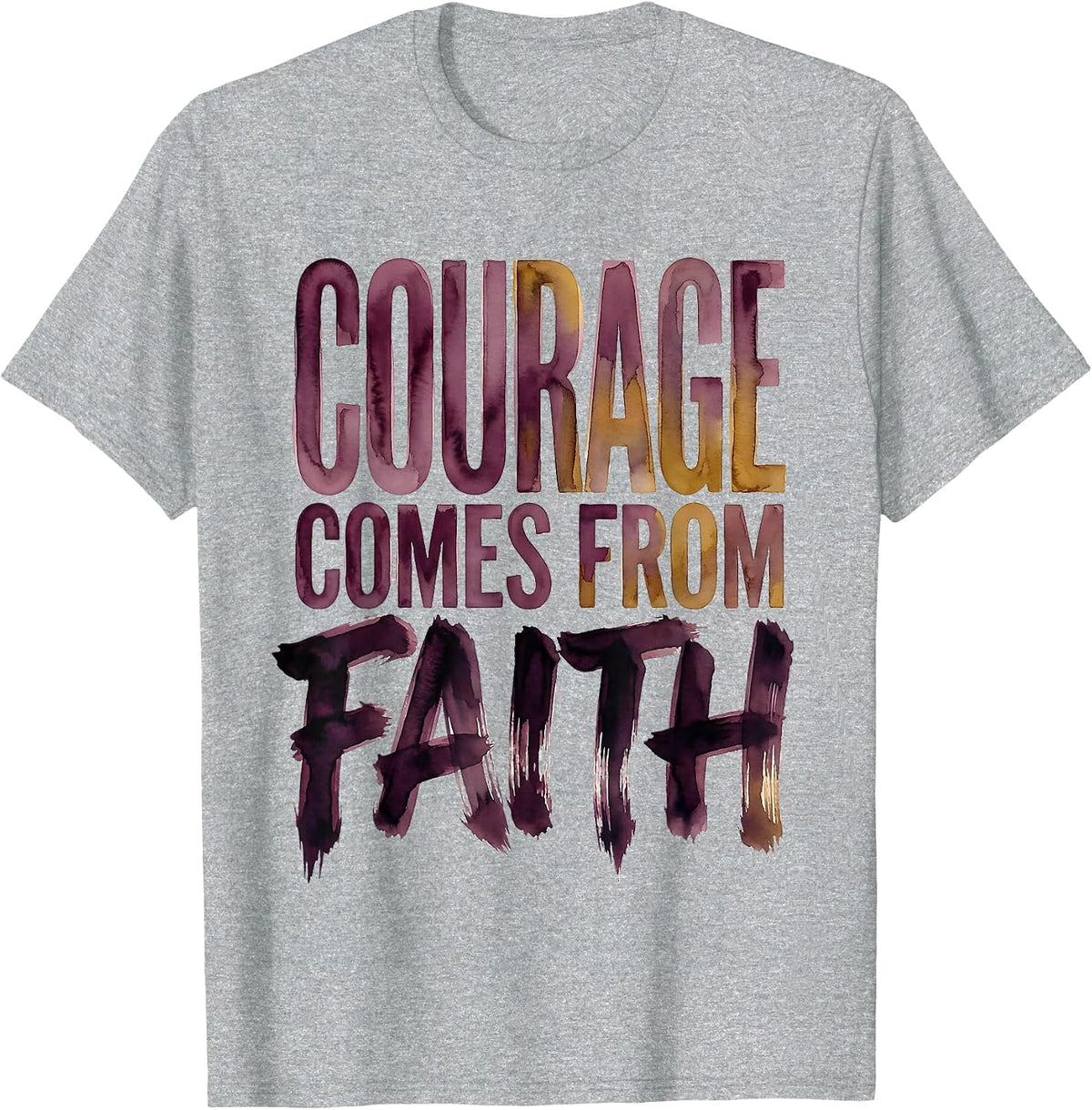 Men's Courage Comes From Faith Over Fear Design T-Shirt - Heather Grey