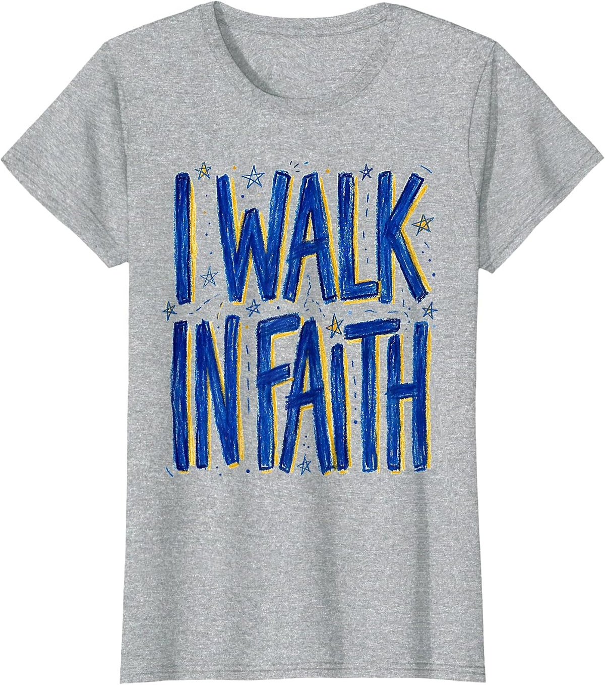 Women's I Walk In Faith Faith Over Fear Design T-Shirt - Heather Grey