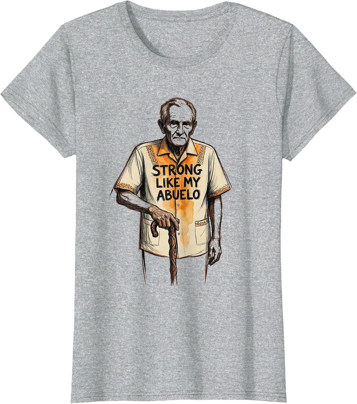 Strong Like My Abuelo Mexican Heritage Design T-Shirt - Heather Grey