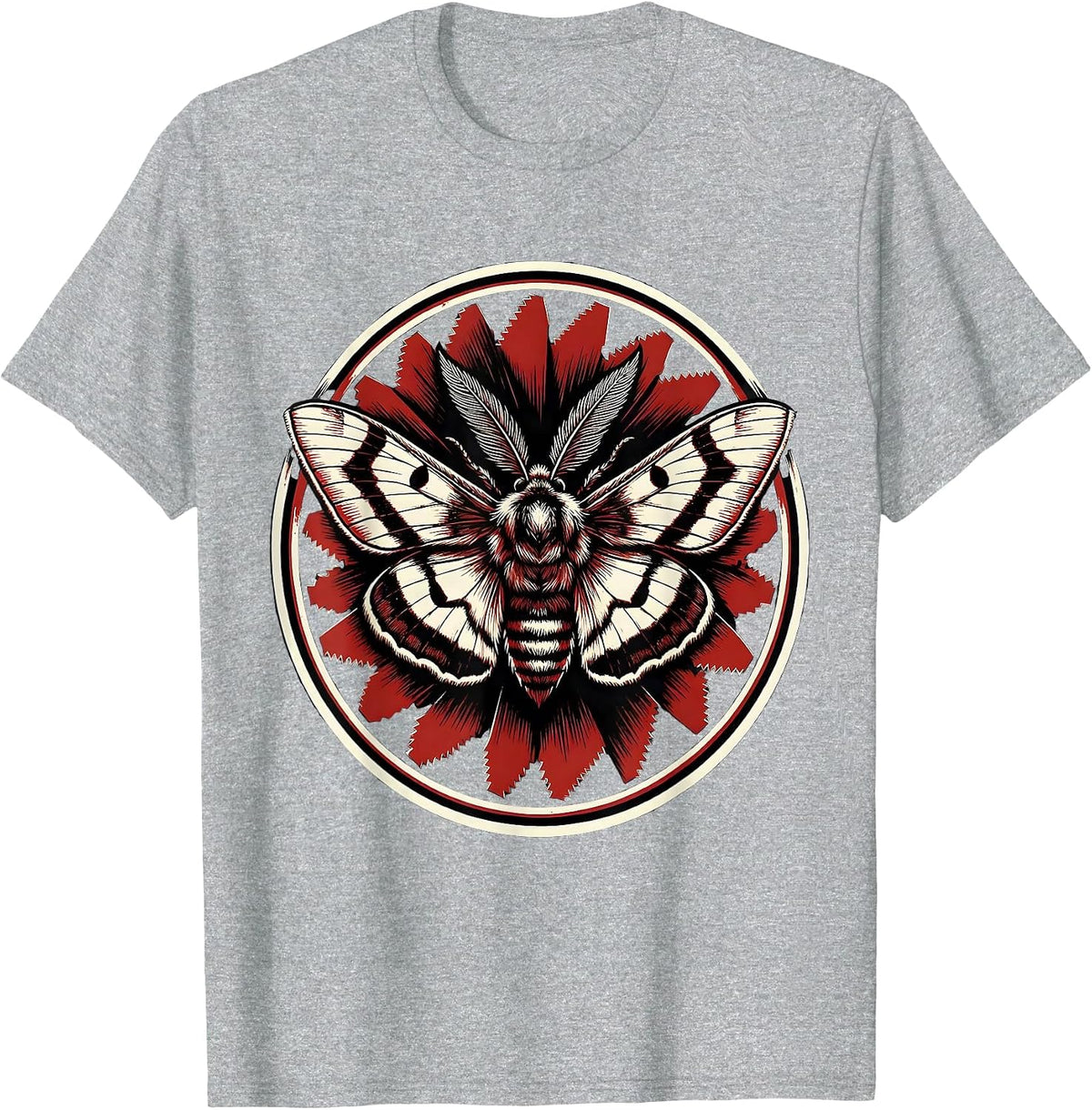 Men's Punk Razor Blade Moth Dark Art Graphic T-Shirt - Heather Grey