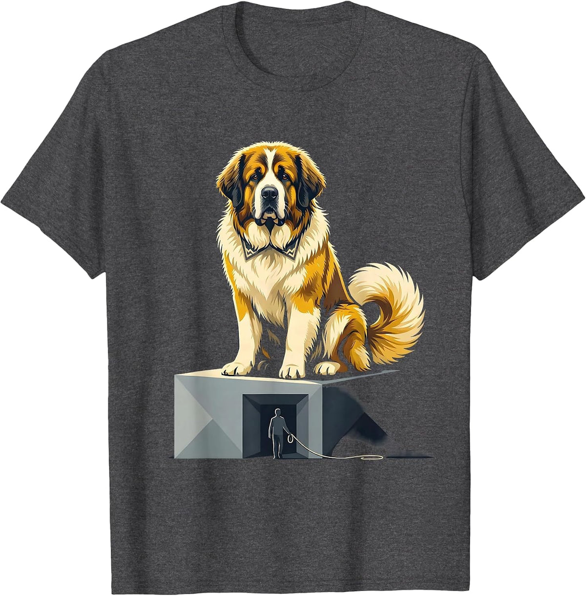 Men's Great Pyrenees Dog Owner Humor Flat Vector Pet Lover T-Shirt - Dark Heather Grey