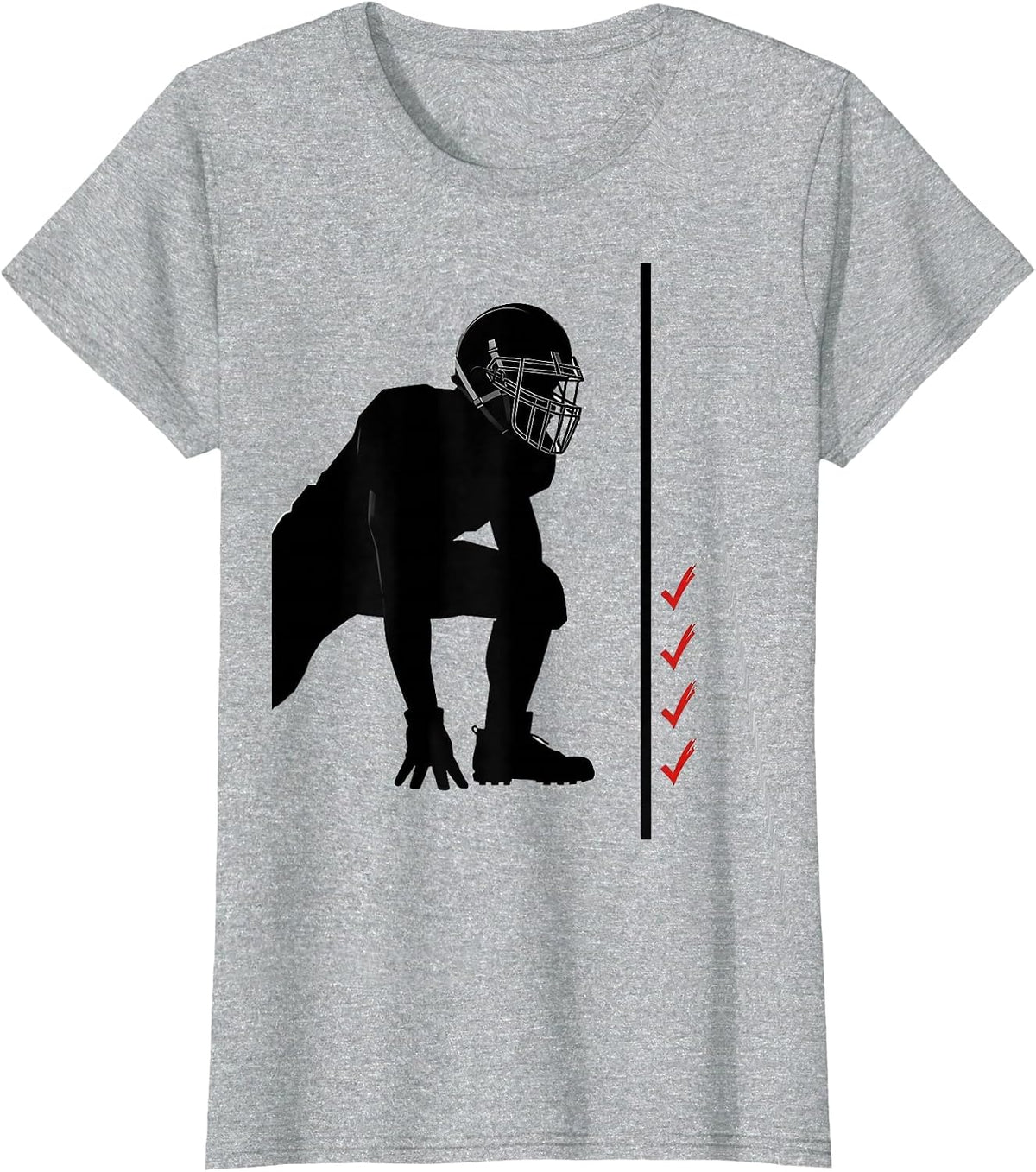 Women's Lineman Silhouette Minimal Football Player Humor T-Shirt - Heather Grey