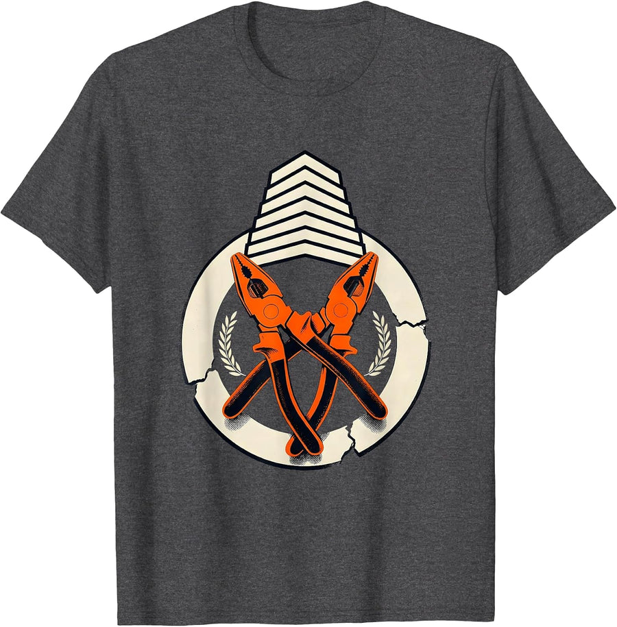 Men's Sealed Badge Ring Lineman Pliers Voltage Tester Funny T-Shirt - Dark Heather Grey