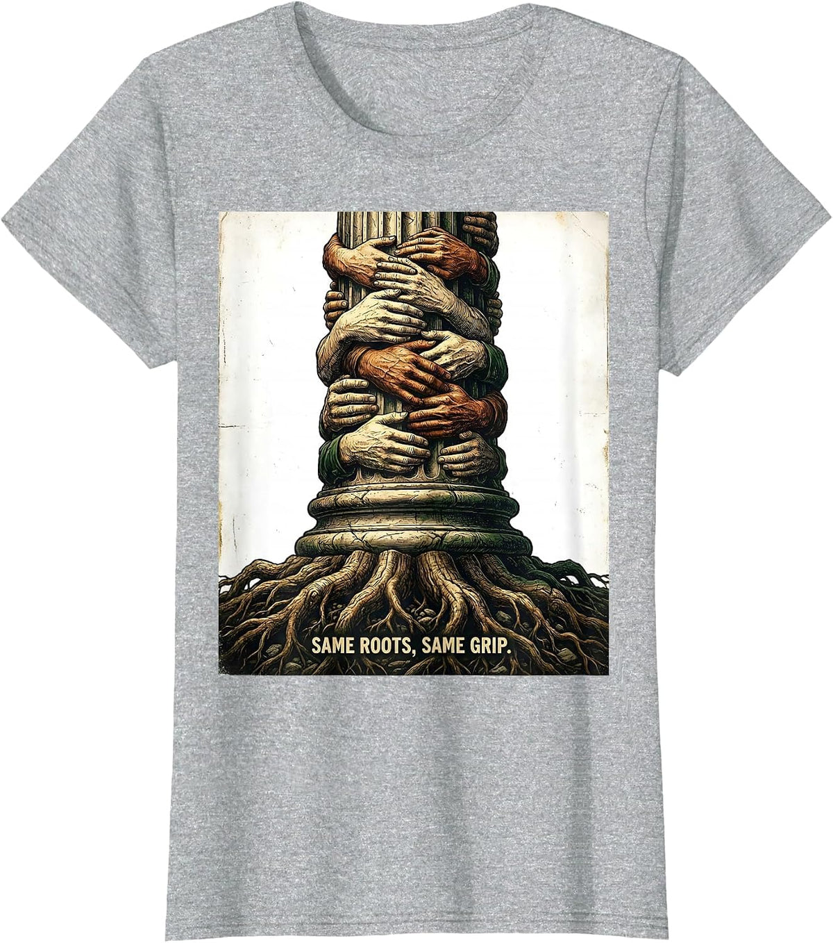 Same Roots, Same Grip Vintage Family Reunion Matching Group T-Shirt - Heather Grey
