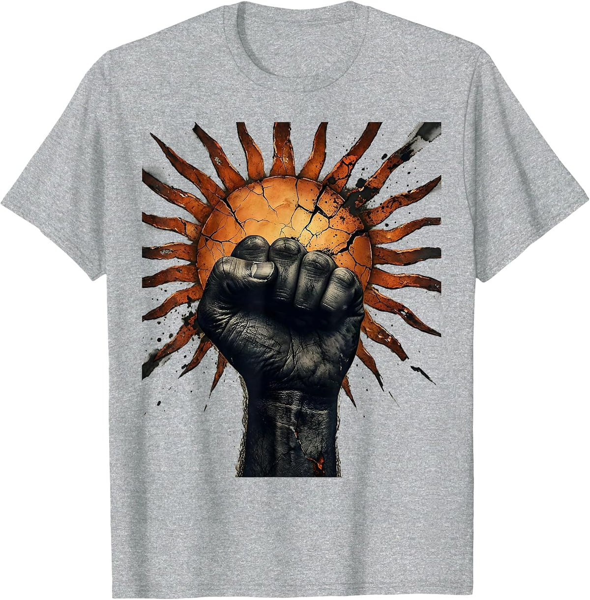 Men's Labor Day Raised Fist Sunset Worker Pride T-Shirt - Heather Grey