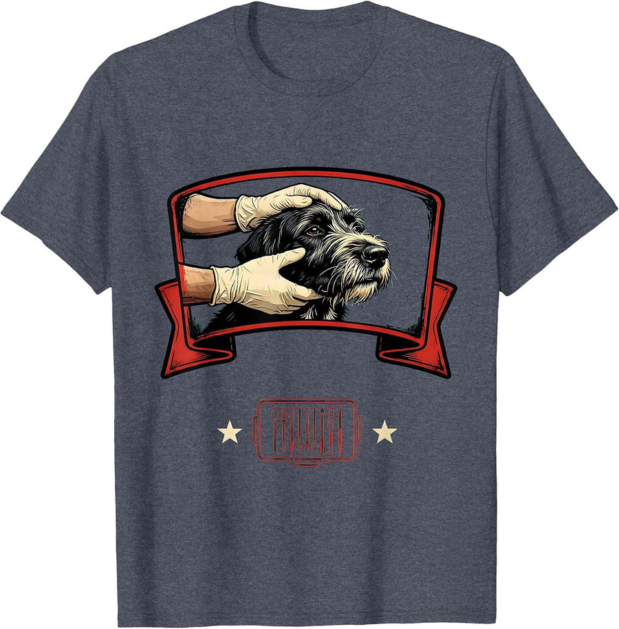 Vet Tech Gloved Hands Calm Dog Exam Veterinary Humor T-Shirt - Heather Blue