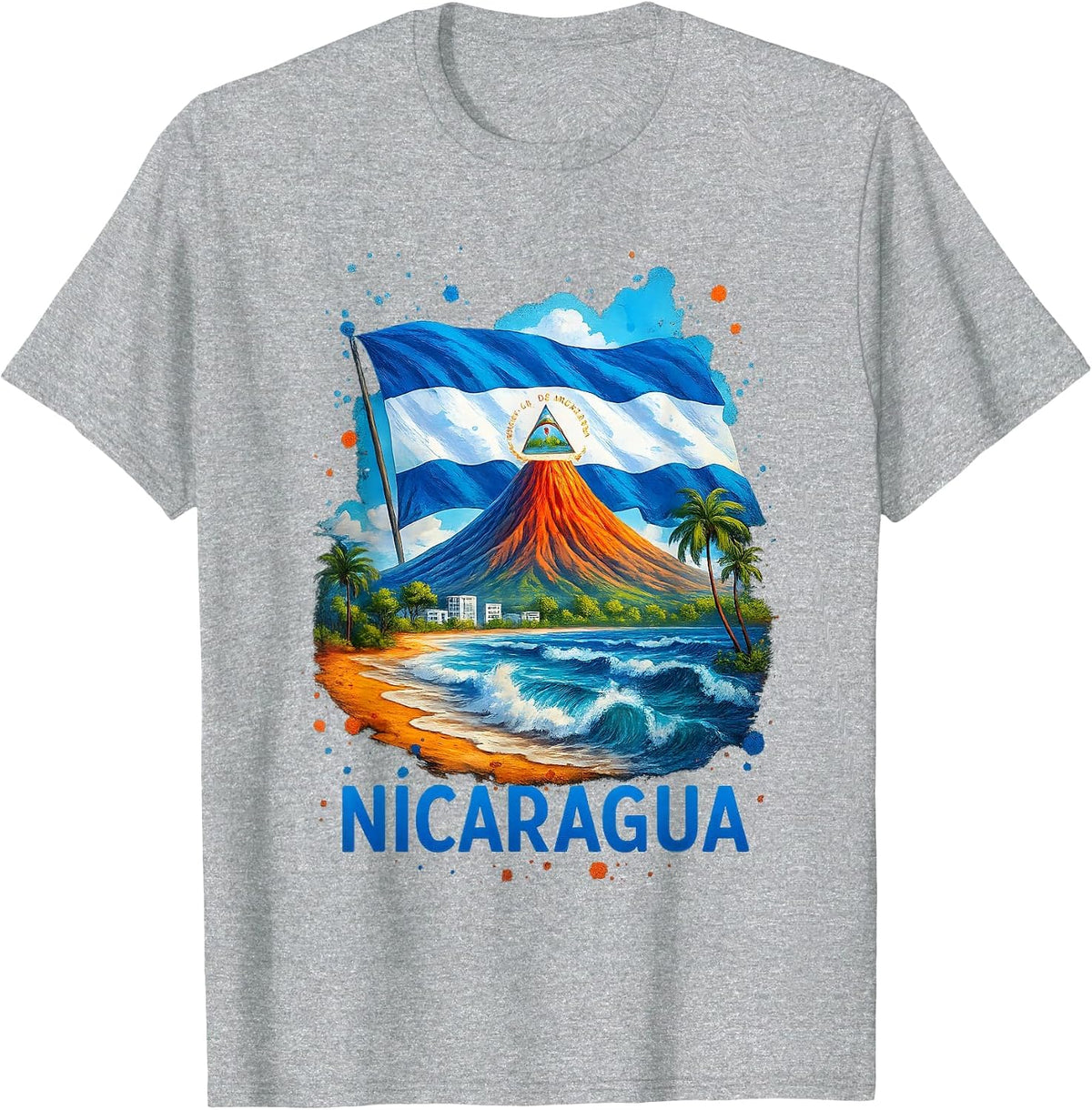 Nicaragua Flag Hispanic Heritage Month Nicaraguan Men Women T-Shirt - Heather Grey