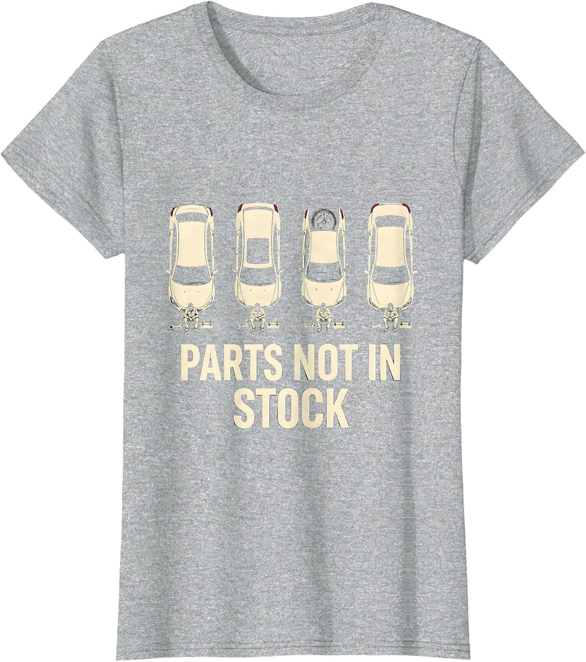 Women's PARTS NOT IN STOCK Funny Mechanic Skeleton Auto Repair Gift T-Shirt - Heather Grey