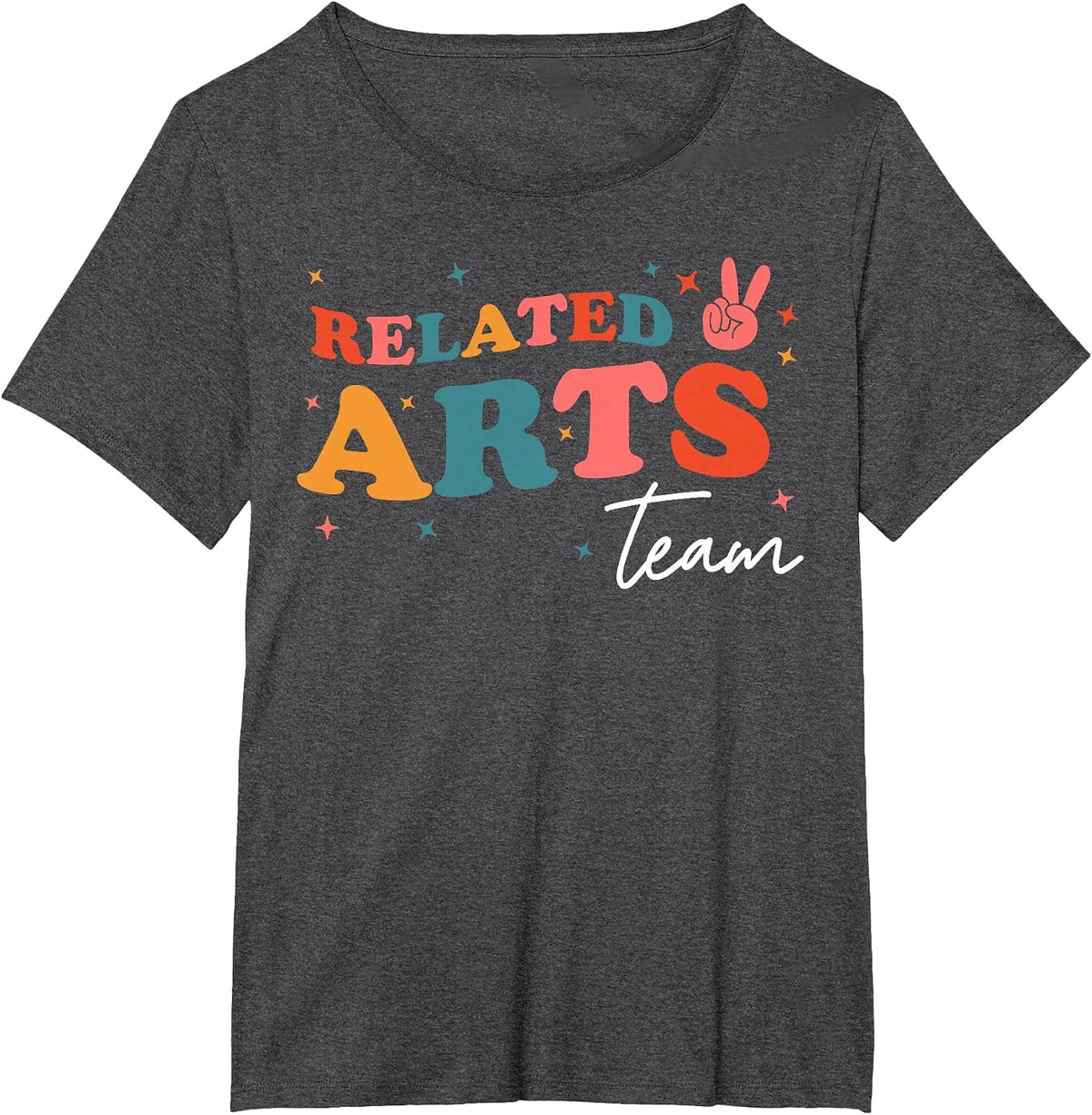 Related Arts Team Retro Groovy Vintage First Day of School T-Shirt - Dark Heather Grey