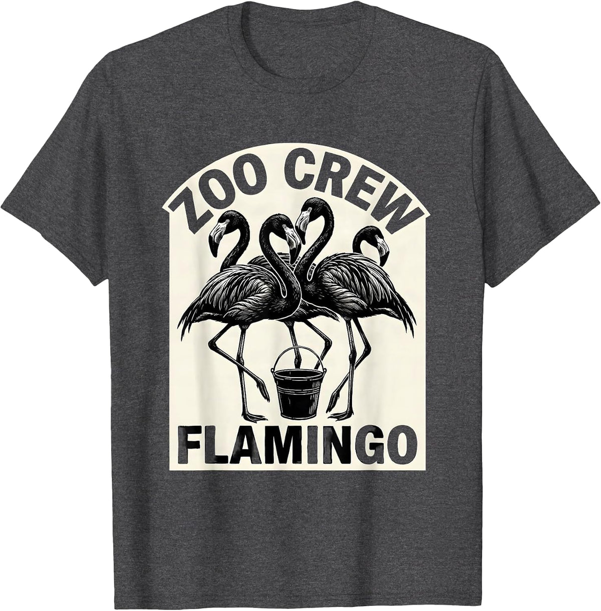 Zoo Crew Flamingo Scratchboard Flamingo Lover Kids Gift T-Shirt - Dark Heather Grey