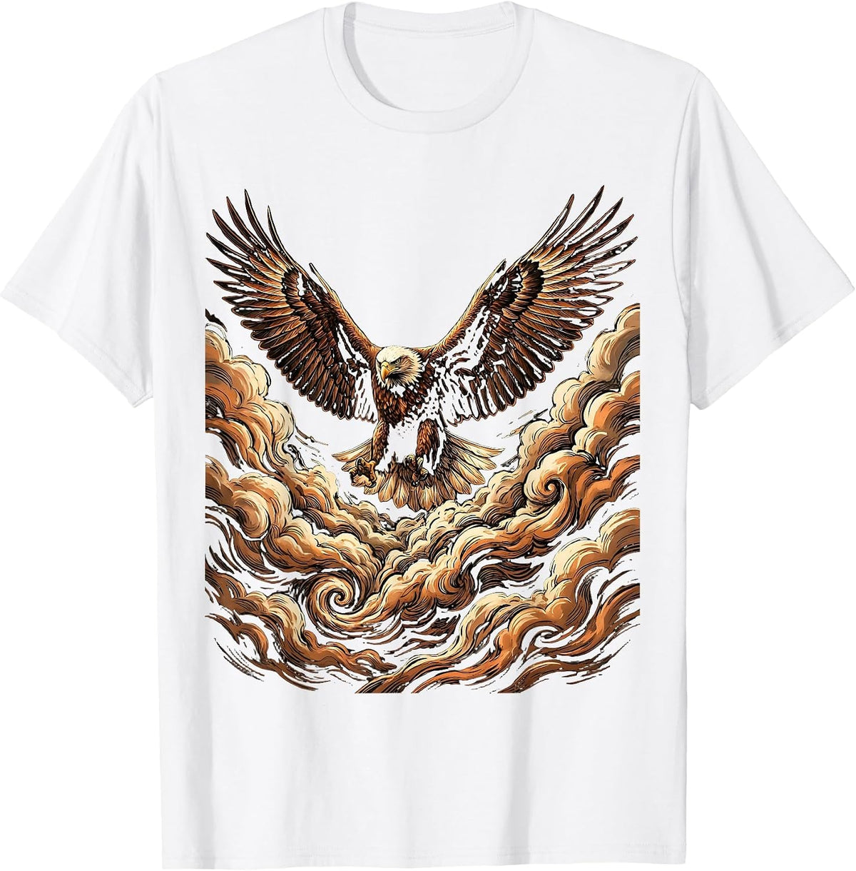 Men's Eagle Soaring Through Storm Clouds Faith Over Fear T-Shirt - White