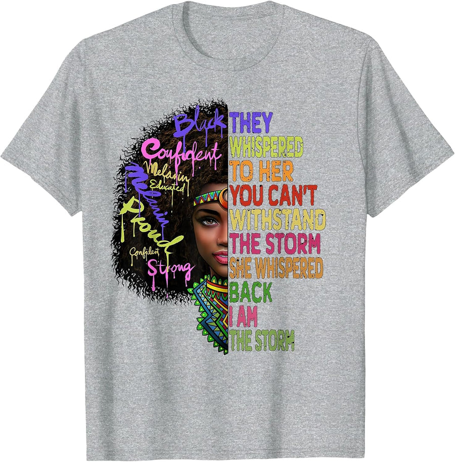 African Women I Am The Storm Black History Month Women T-Shirt - Heather Grey