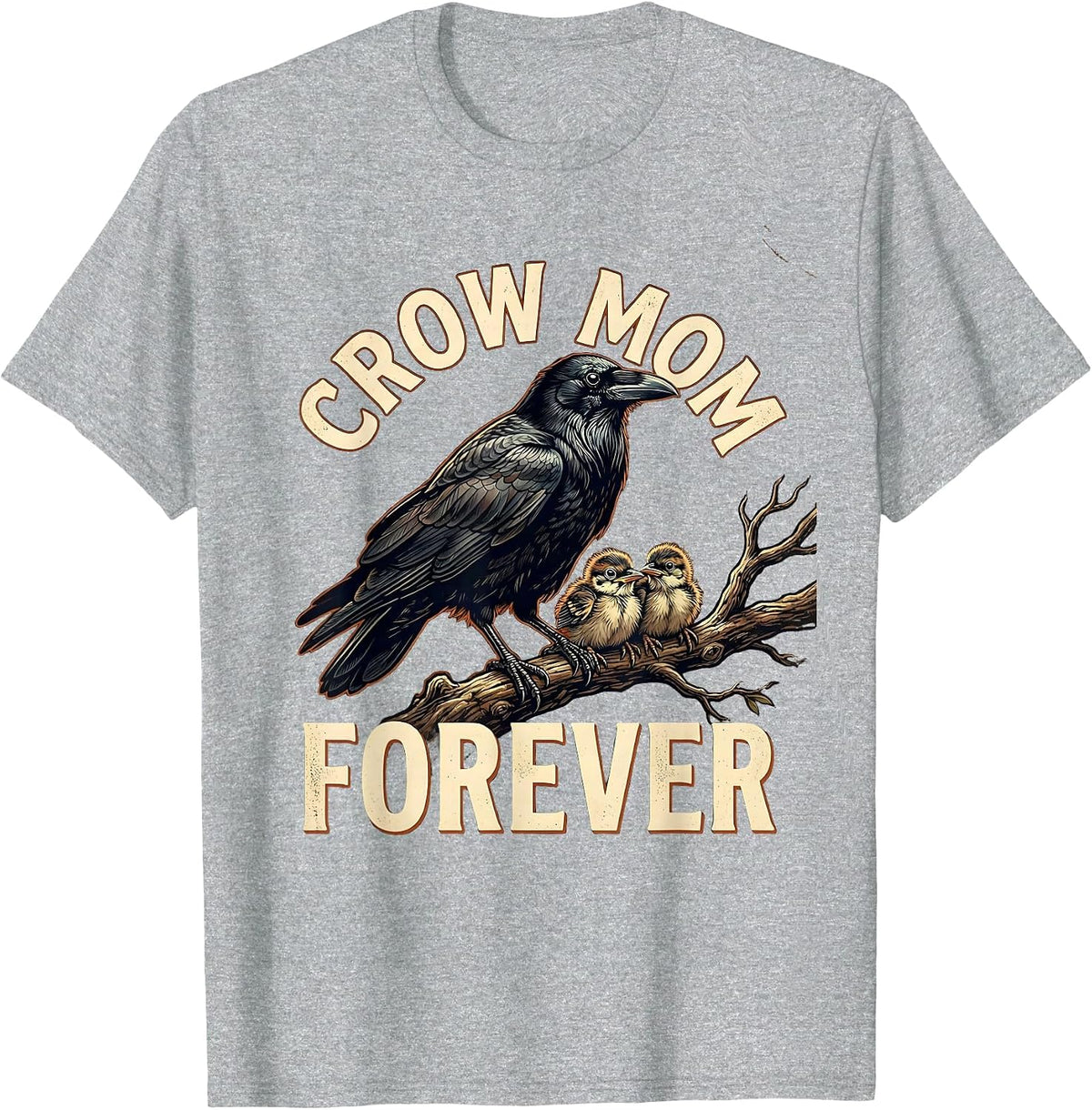 Men's Crow Mom Forever Bird Lover Graphic Design T-Shirt - Heather Grey