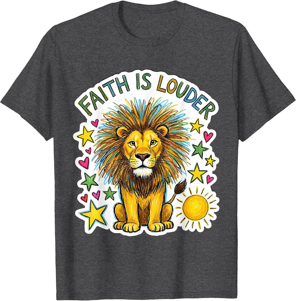 Faith Is Louder Faith Over Fear Graphic Design T-Shirt - Dark Heather Grey