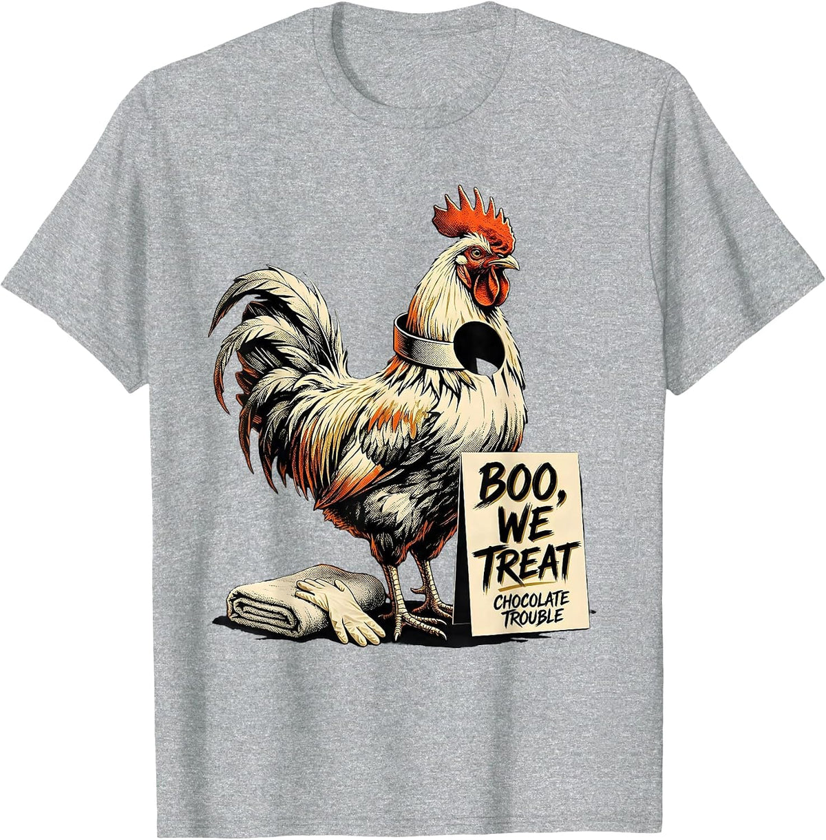 Men's Boo, We Treat Chocolate Trouble Funny Vet Tech Halloween T-Shirt - Heather Grey