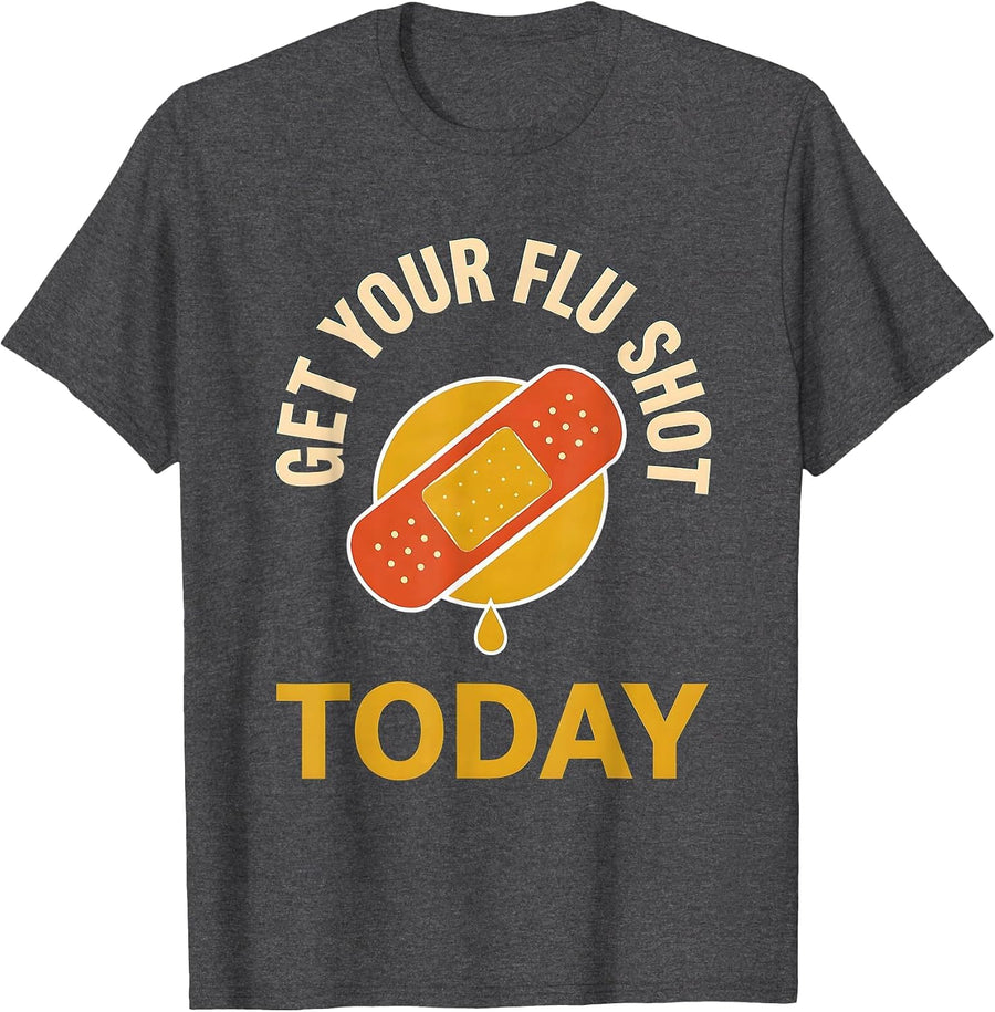 Men's Get Your Flu Shot Today Funny Nurse Medical Assistant T-Shirt - Dark Heather Grey