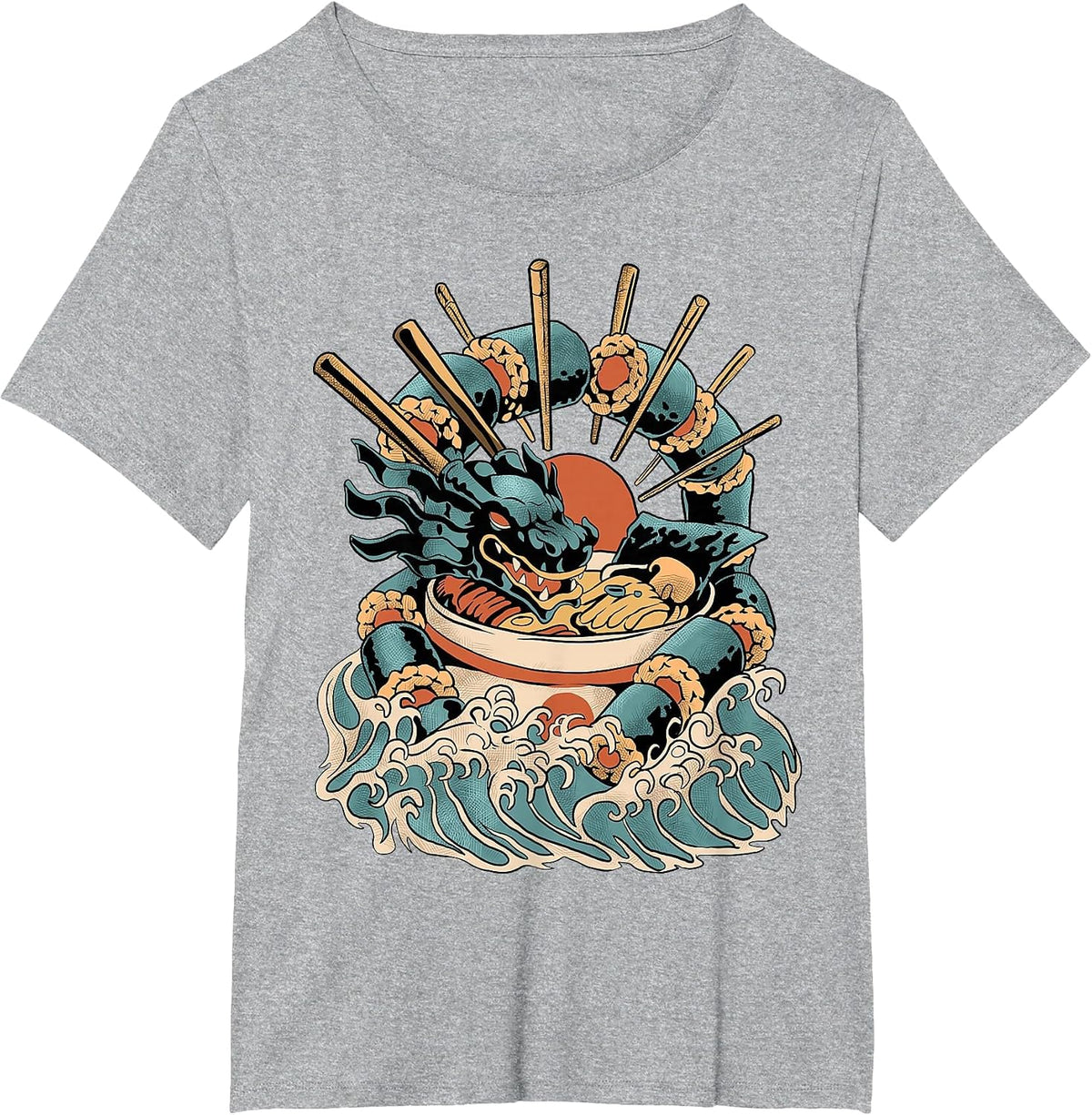 Sushi Dragon Ramen T-Shirt - Heather Grey