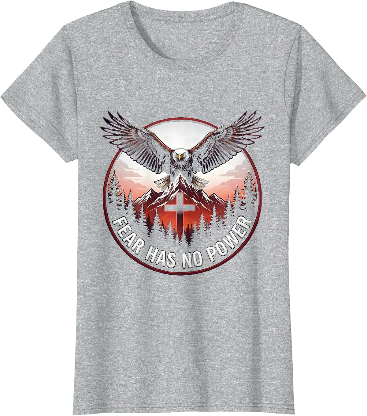 Women's Fear Has No Power Faith Over Fear Design T-Shirt - Heather Grey
