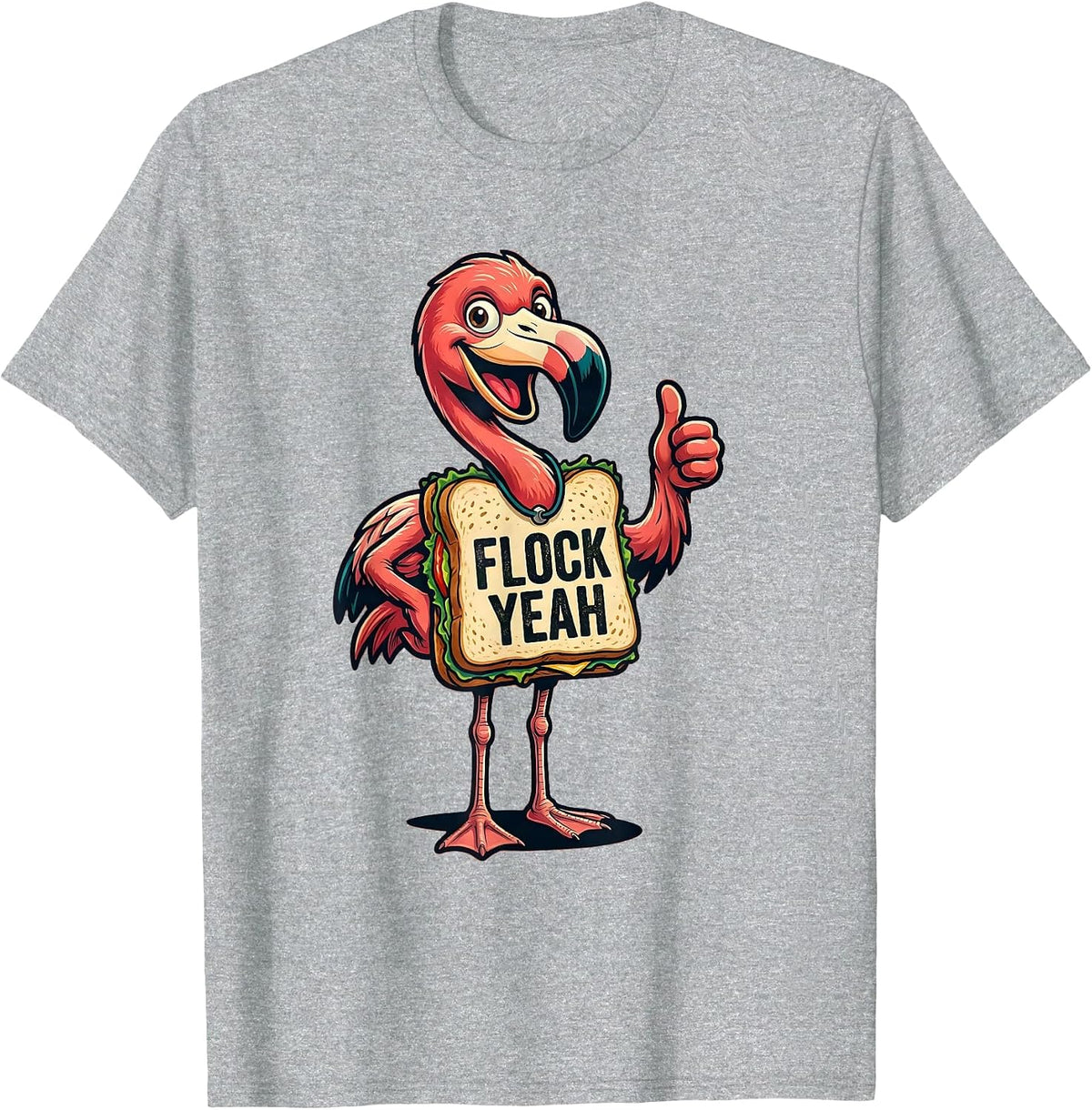 Men's Flock Yeah Flamingo Lover Design T-Shirt - Heather Grey