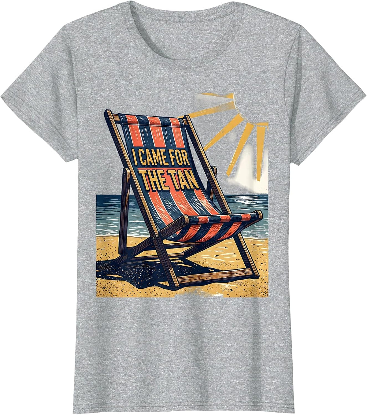 I Came For The Tan Funny Retro Beach Summer Vacation T-Shirt - Heather Grey