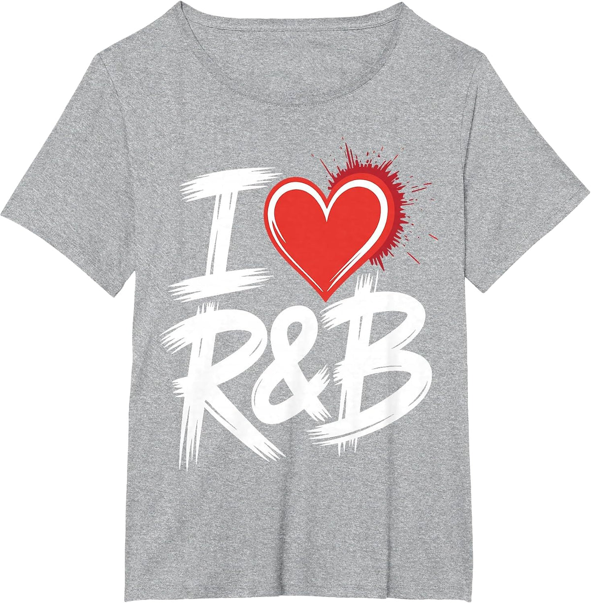 I Love R&B Bold Grunge Heart T-Shirt - Heather Grey