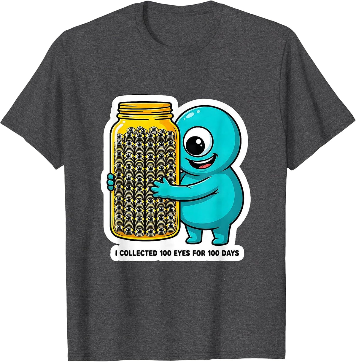 Men's I Collected 100 Eyes For 100 Days Funny 100th Day Of School T-Shirt - Dark Heather Grey