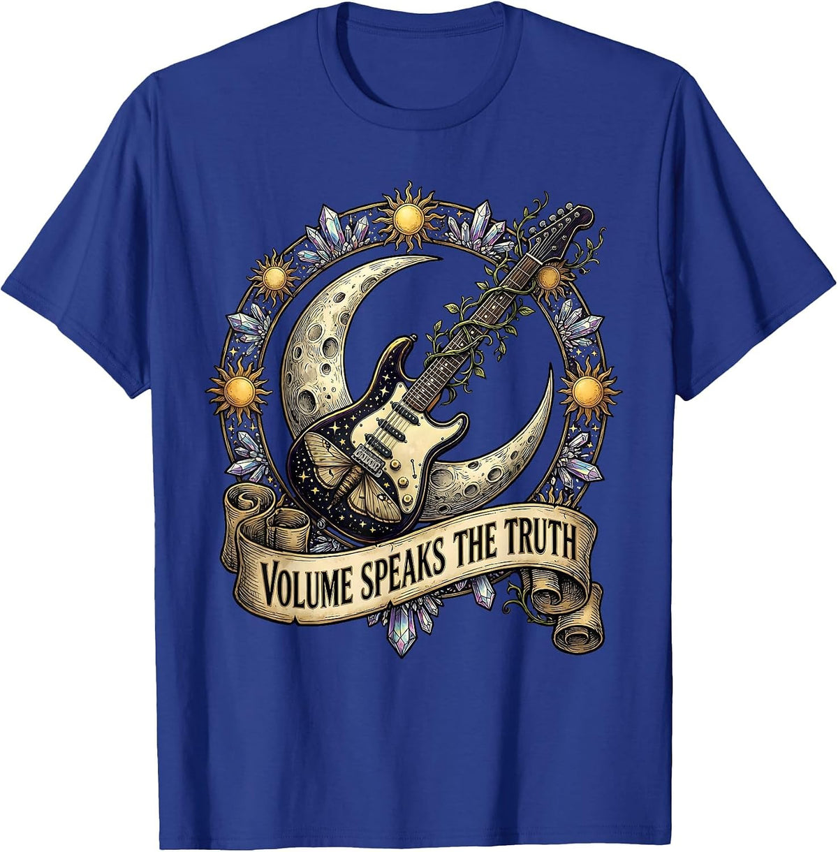 Volume Speaks the Truth Vintage Rock Band Design T-Shirt - Royal Blue