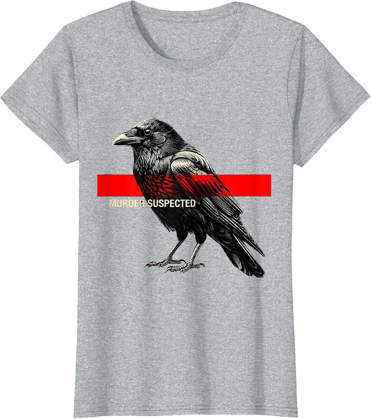 Murder Suspected Dark Humor Crow Raven Bird Lover Gothic T-Shirt - Heather Grey