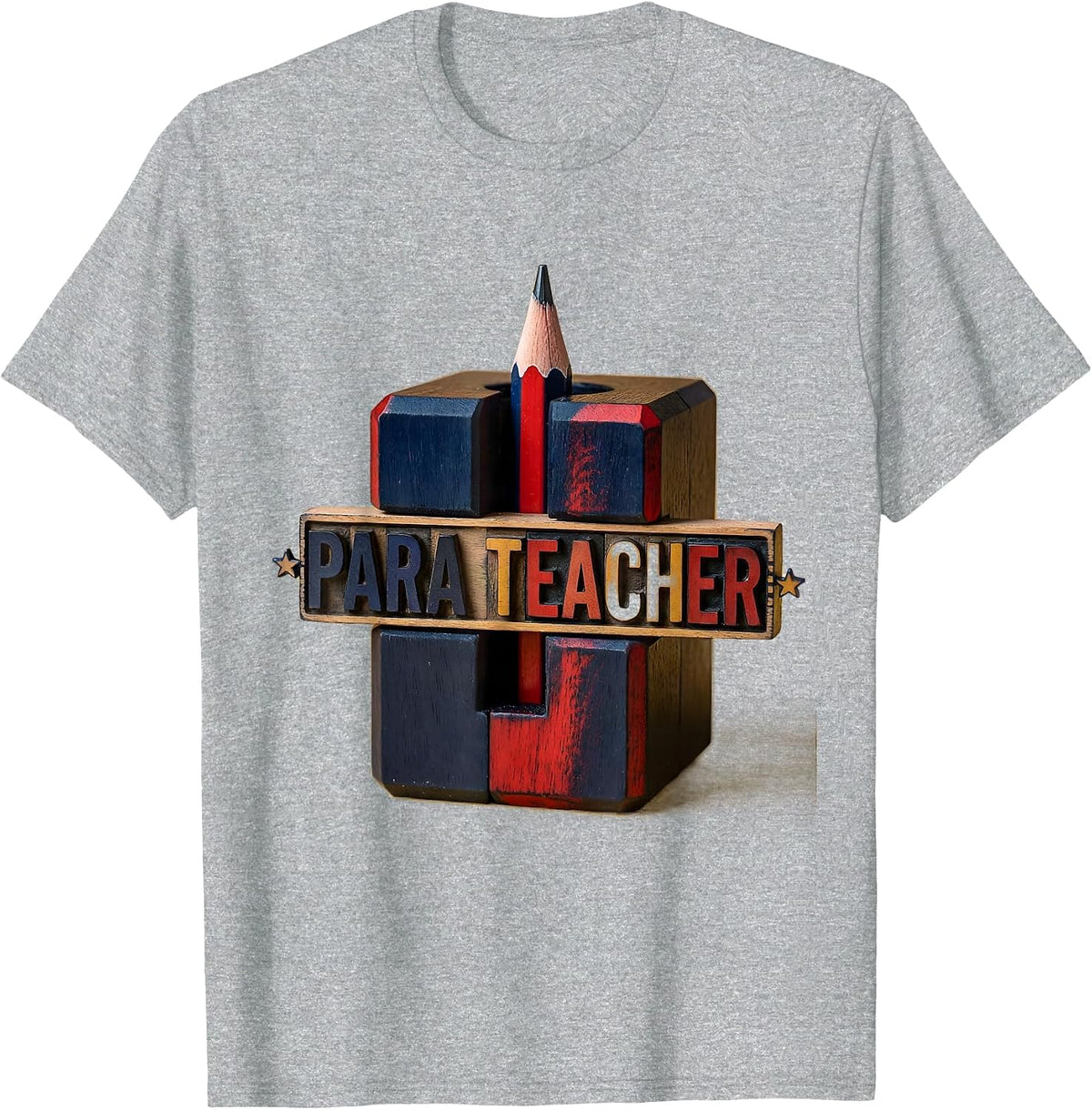 Men's Para Teacher Retro Pencil Sharpener Back To School Teacher T-Shirt - Heather Grey