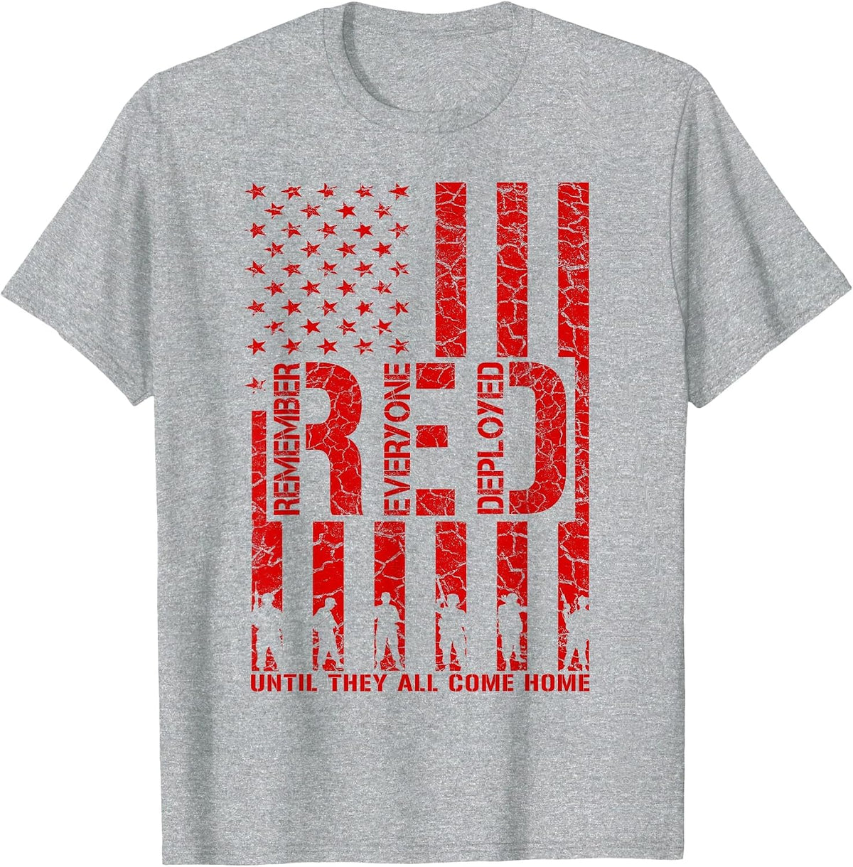 Red Friday Military Shirt - Veteran Deployed T-Shirt - Heather Grey