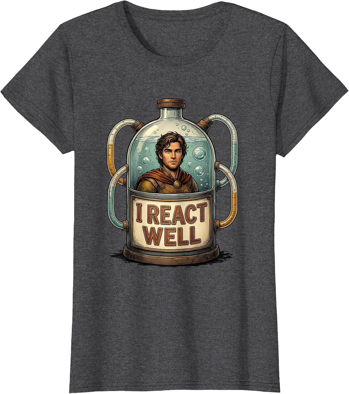 Women's I React Well Funny Chemistry Pun Science Teacher Gift T-Shirt - Dark Heather Grey