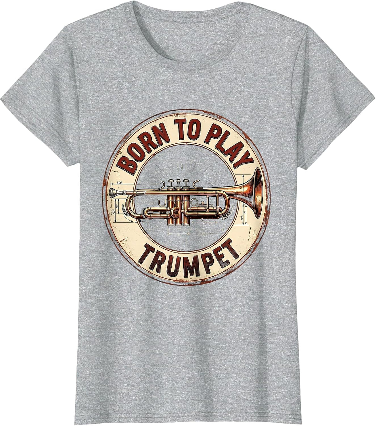 Born To Play Trumpet Vintage Trumpet Design T-Shirt - Heather Grey