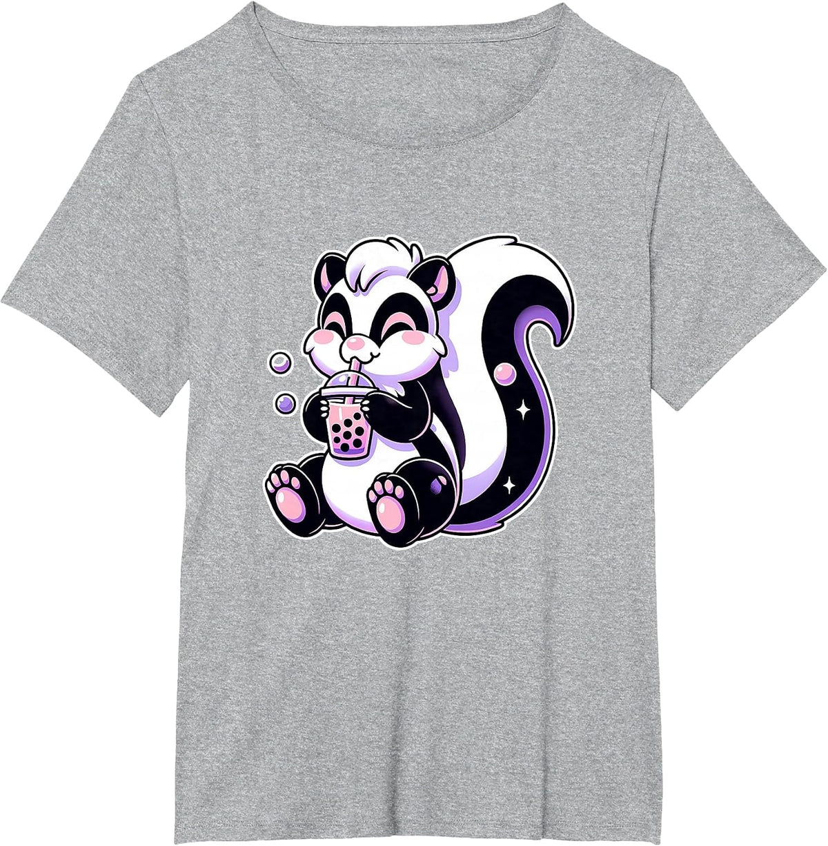 Pastel Goth Skunk Bubble Tea T-Shirt - Heather Grey