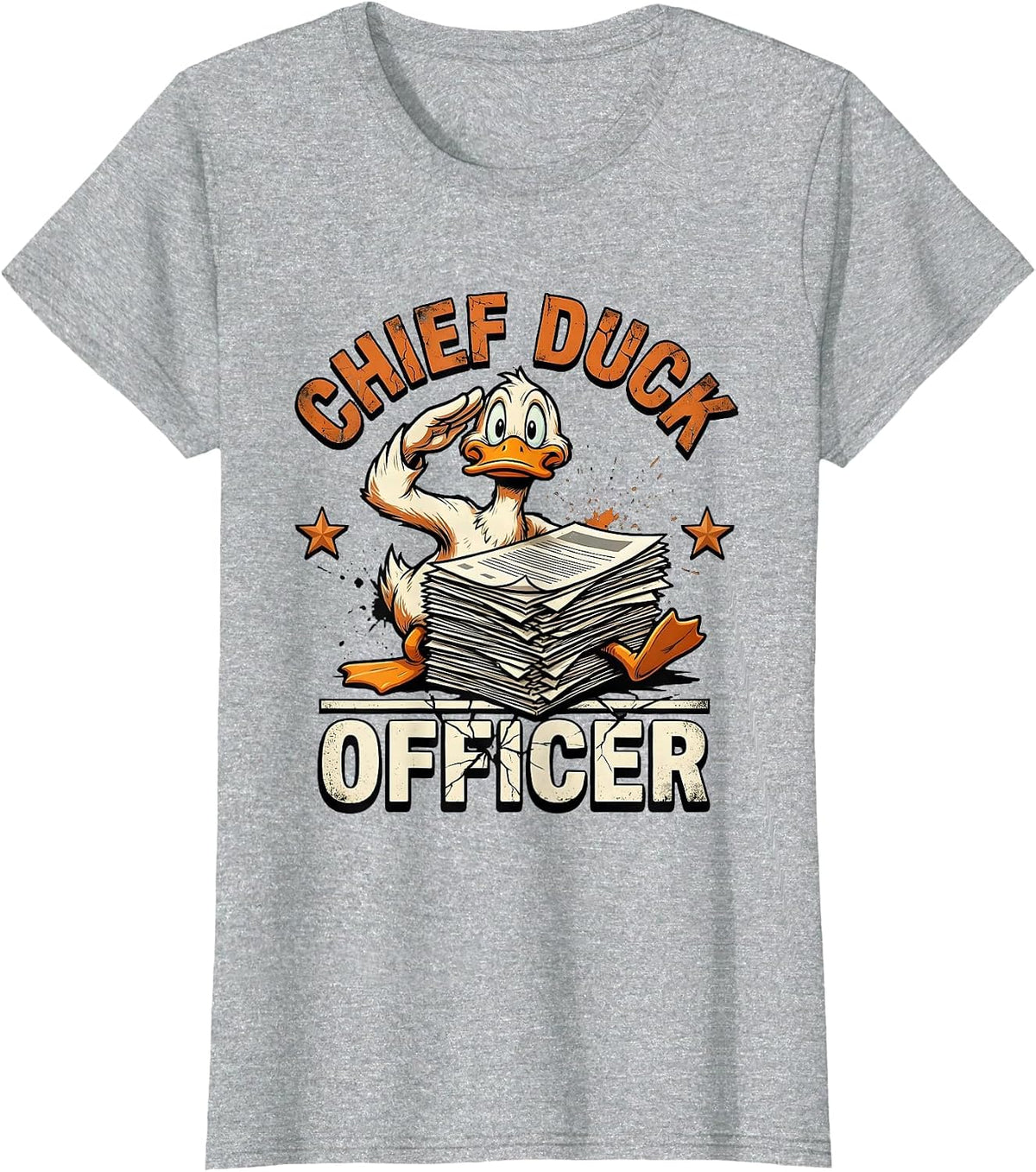 Women's Chief Duck Officer Funny Duck Novelty Gift T-Shirt - Heather Grey