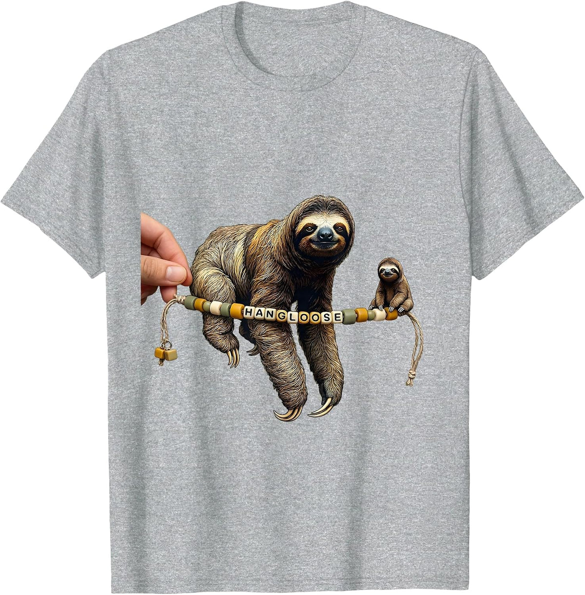 Men's Sloth Friendship Bracelet Funny Animal Humor Novelty T-Shirt - Heather Grey
