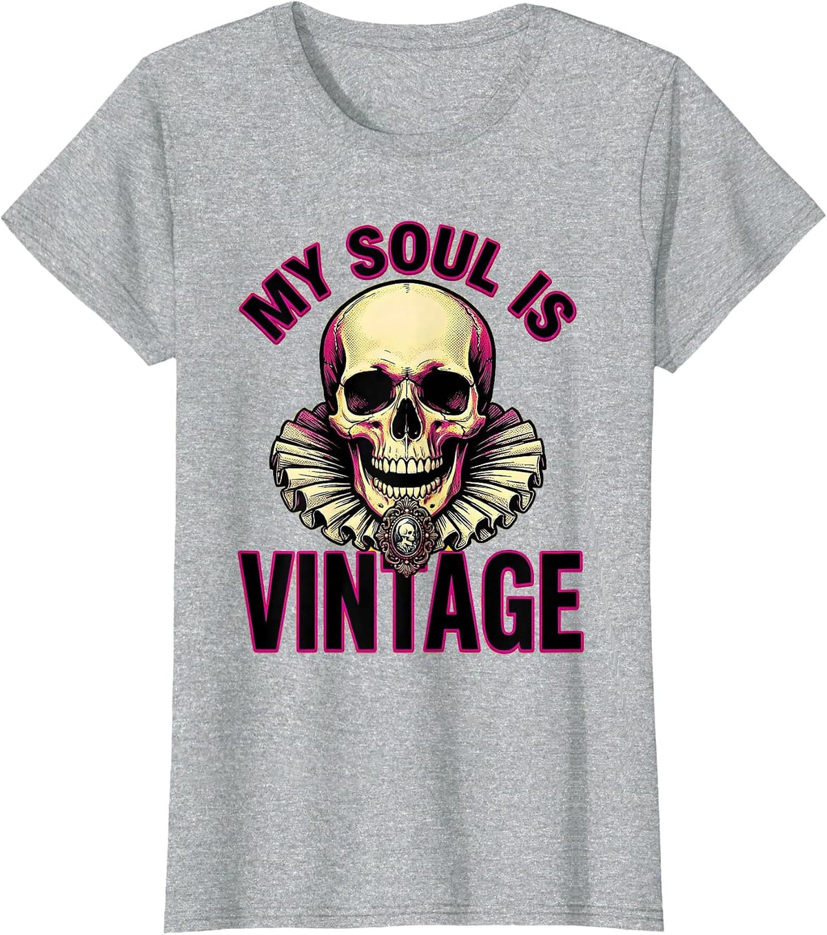 My Soul Is Vintage Goth Dark Aesthetic Design T-Shirt - Heather Grey