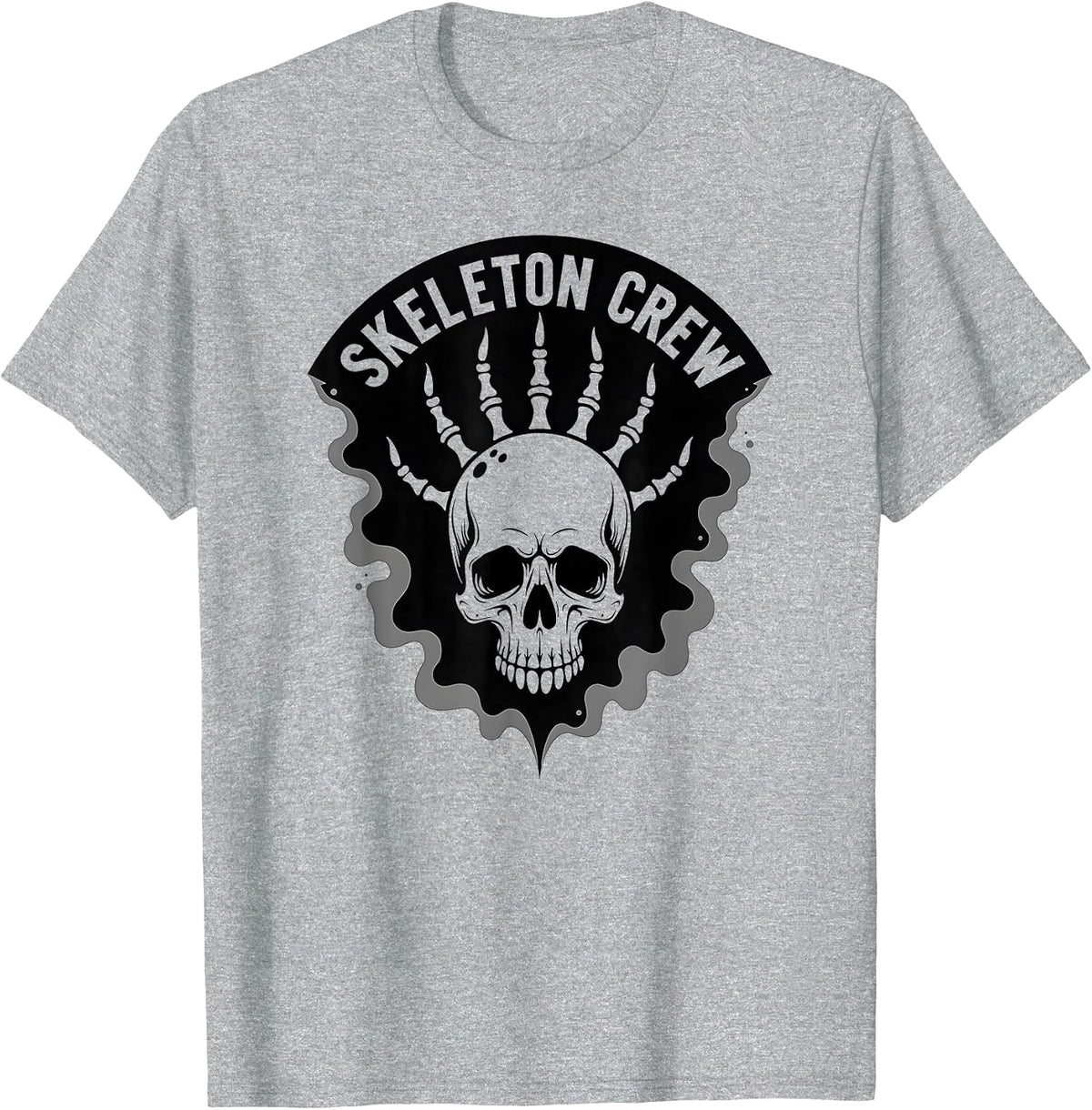 Skeleton Crew Gothic Skull Biker Gang Halloween Punk T-Shirt - Heather Grey